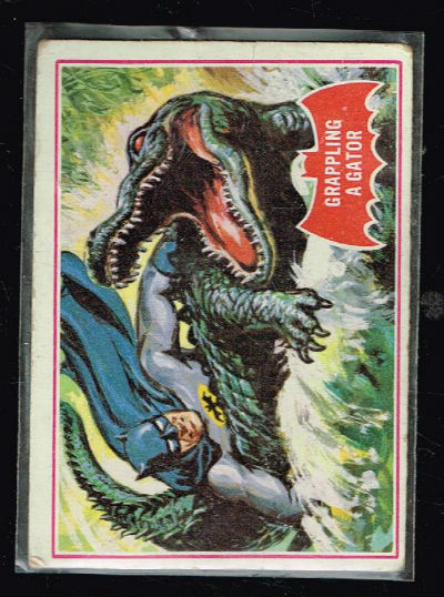 Image for SCANLENS 1966 BATMAN RED BAT CARD #2A GRAPPLING A GATOR