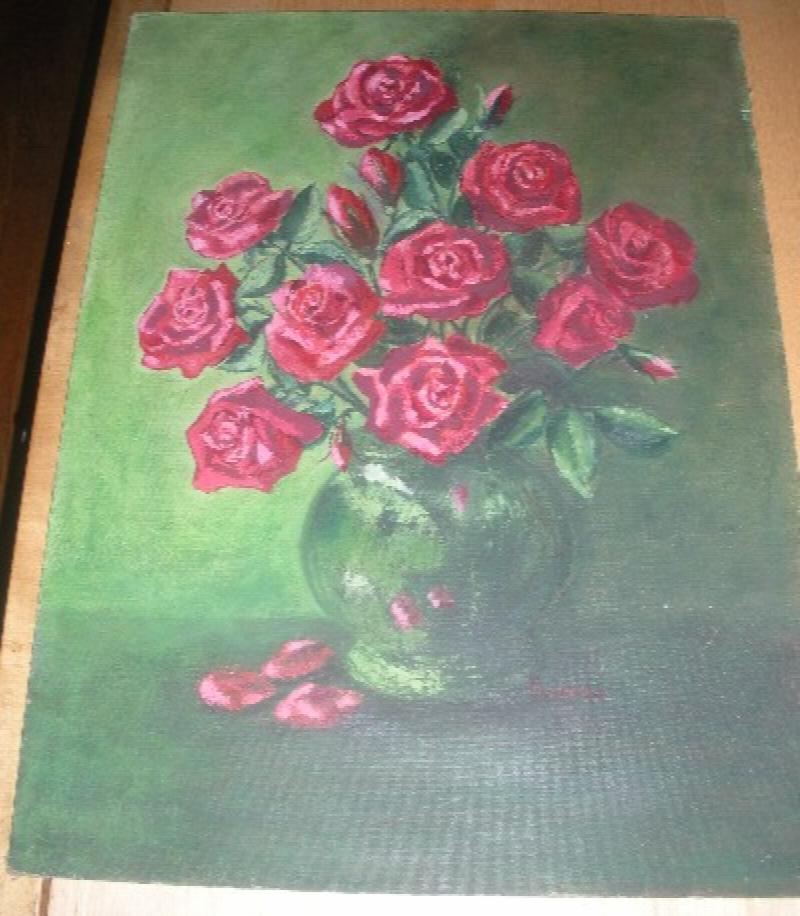 Image for Oil painting of Roses. 24" X 18" Unknown artist