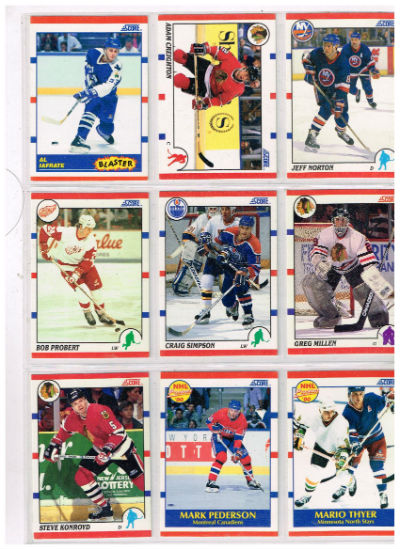 Image for Score Trading hockey cards:1 Sheet of 9