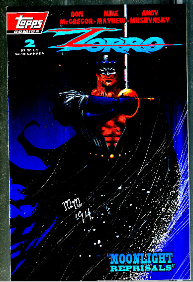 ZORRO 2 JAE LEE COVER DON MCGREGOR STORY TOPPS COMICS 1993 signed