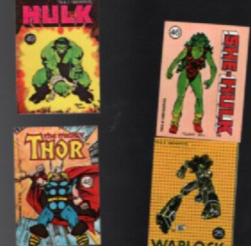 Image for 4 small Marvel stickers.