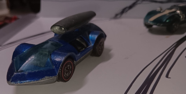 Vtg Hot Wheels Redline Rocket-Bye-Baby Car in Blue 1970 Mattel Hong Kong