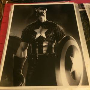 Image for Captain America 11"x 8.5" in monochrome