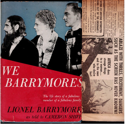 We Barrymores By Lionel Barrymore as told to Cameron Shipp HC DJ 1951