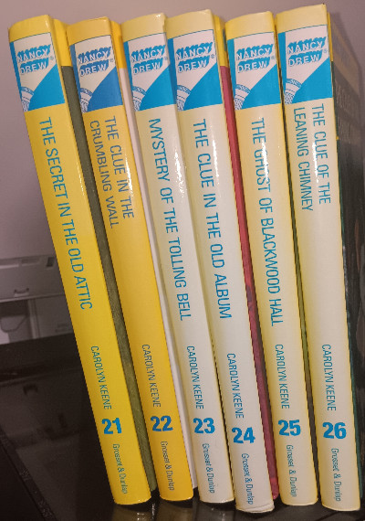 Nancy Drew HC Mystery Lot of 6 - Carolyn Keene - Grosset & Dunlap Yellow Spine #21 thru #26