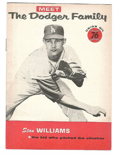 Image for 1960 Meet The Dodger Family Stan Williams Union Oil 76 Booklet Dodgers,1960