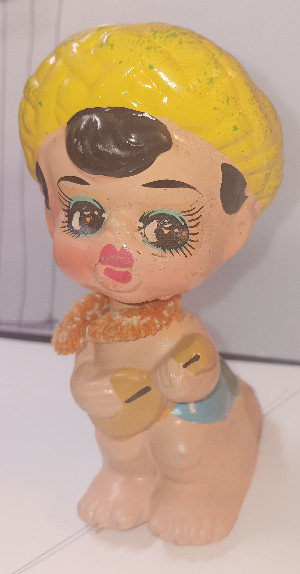 Vintage Ceramic Mexican Boy Playing Guitar bobble head Figurine 4