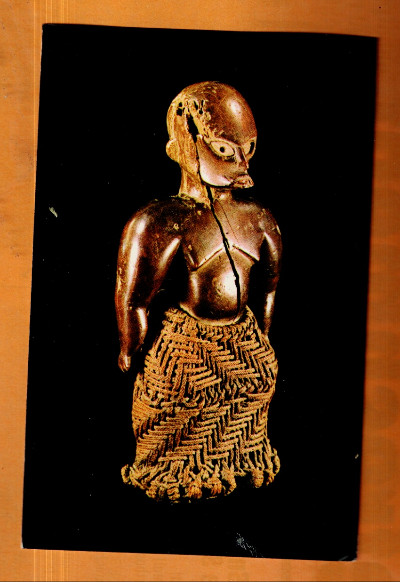 Hawaiian wooden image with Sennit Skirt postcard