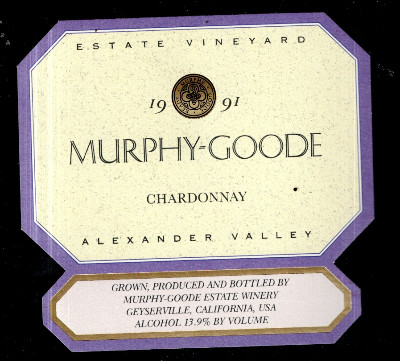 Wine Label: MURPHY GOODE 1991 Chardonnay Sonoma County California wine label