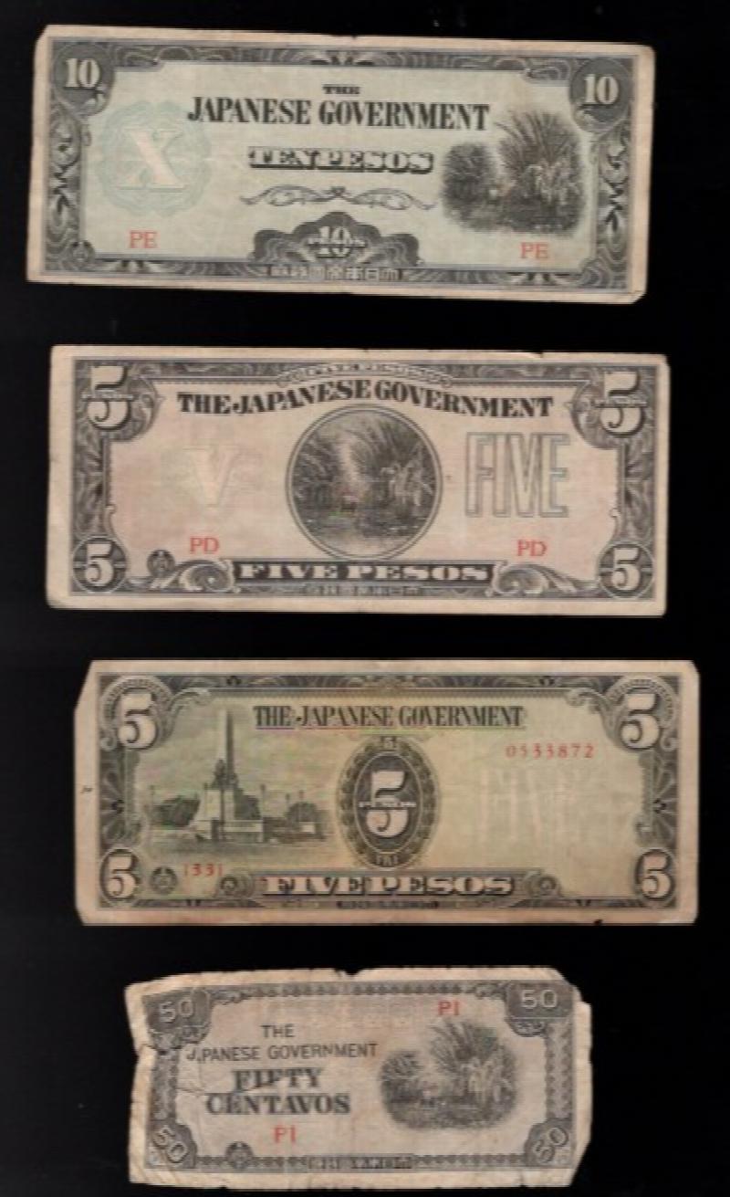 Image for WW2: Japanese Philippines Pesos. Lot of 4