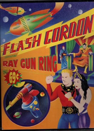 Image for Flash Gordon Ray Gun Ring Metal Advertising Sign 1993 Reproduction 12" x 16"