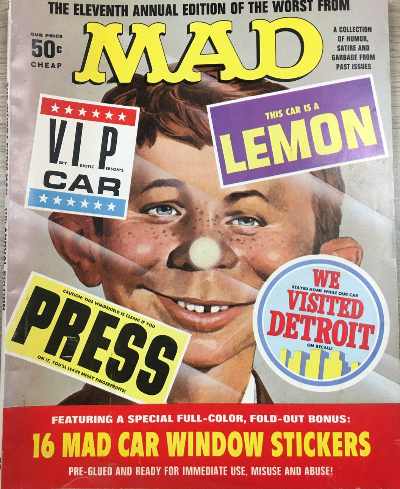 Mad Magazine Eleventh Annual Edition Of The Worst, w/ Car Stickers